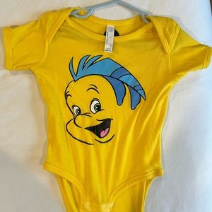 Flounder Face Bodysuit, little mermaid Flounder